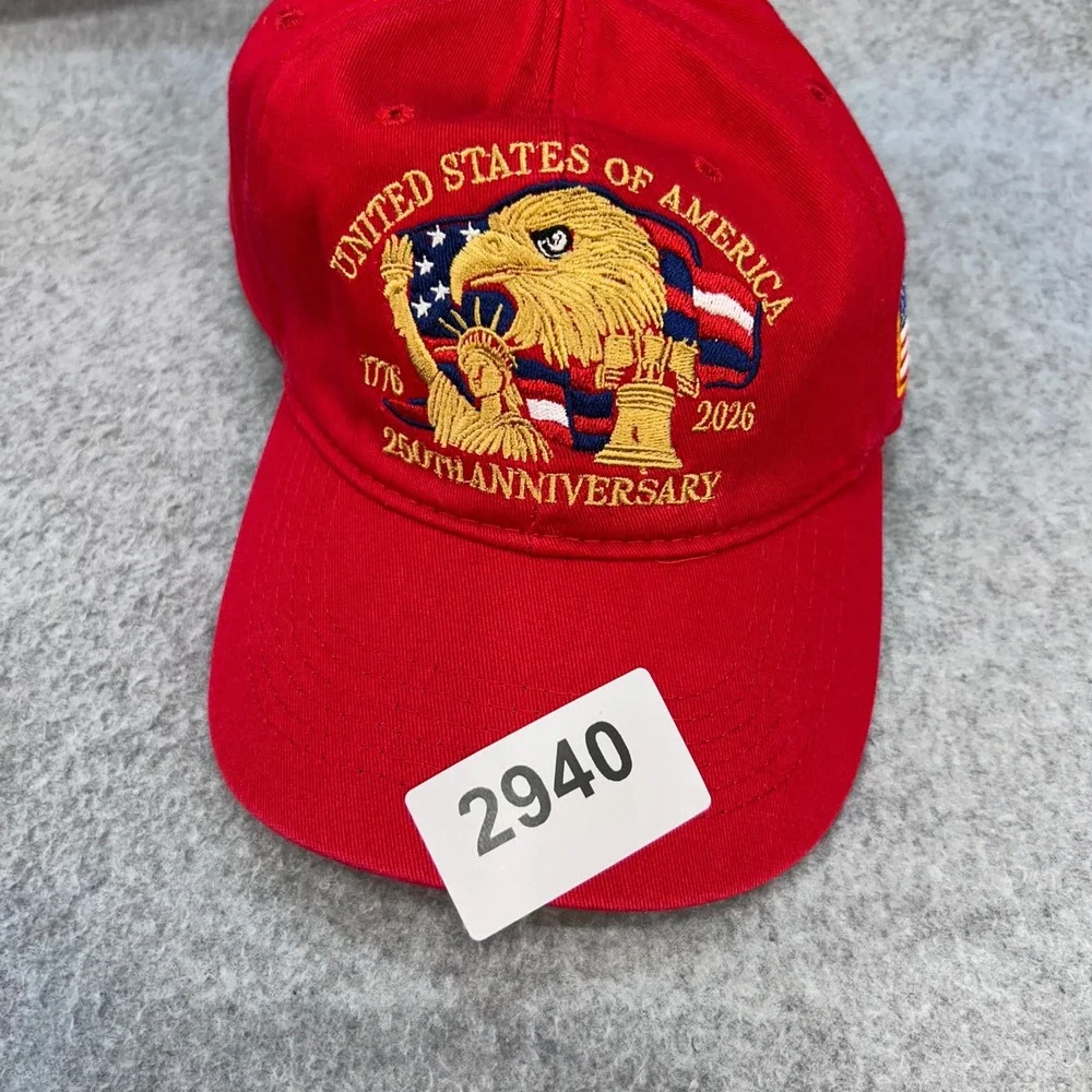 USA 250th Anniversary Unisex Red Unbranded Hat Patriotic Eagle Flag OSFM